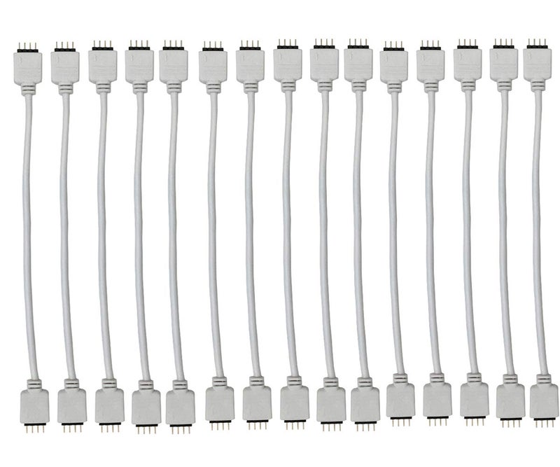 HUALAND 15pcs White 0.3M 0.98ft 4 Color RGB Extension Cable LED Strip Connector LED Connectorï¼ŒRGB Extenderï¼Œled Strip Jumperï¼Œ for SMD 5050 3528 2835 RGB LED Light Strip - Image 1